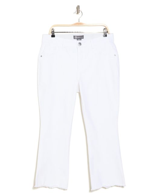 Democracy White Destroyed Scallop Barely Bootcut Jeans