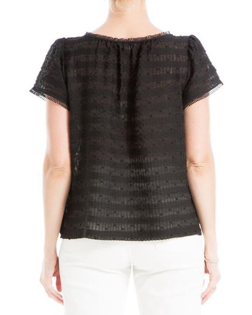 Max Studio Black Swiss Dot Button Top