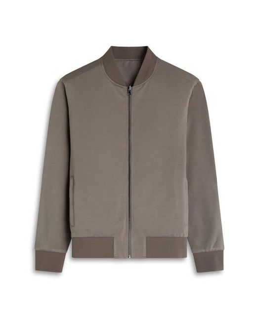 Bugatchi Brown Soft Touch Knit Reversible Bomber Jacket for men