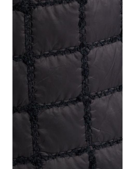 Cece Black Boucle Quilted Longline Jacket