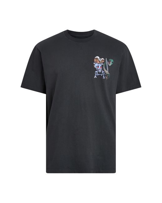 AllSaints Black Sabrerattler Cotton Graphic T-shirt for men
