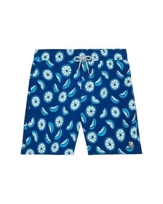 Tom & Teddy Blue Citrus Print Swim Trunks for men