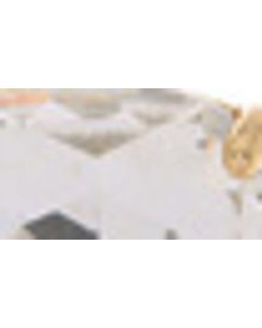 Kate Spade White Tone Square Cut Crystal Huggie Hoops