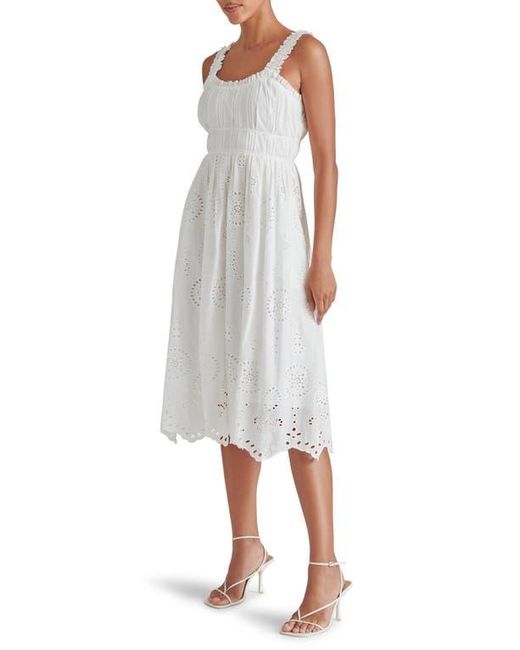Steve Madden Gray Harmony Eyelet Embroidered Cotton Midi Dress