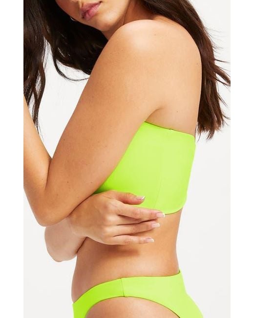 GOOD AMERICAN Green Better Band Strapless Reversible Swim Top