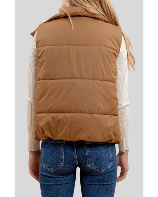 Blu Pepper Asymmetric Zip Puffer Vest in Blue Lyst