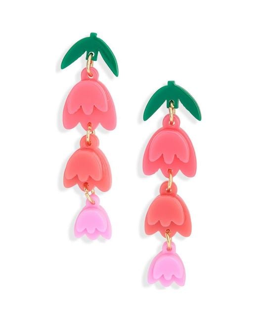 Leith Pink Spring Tulip Linear Drop Earrings