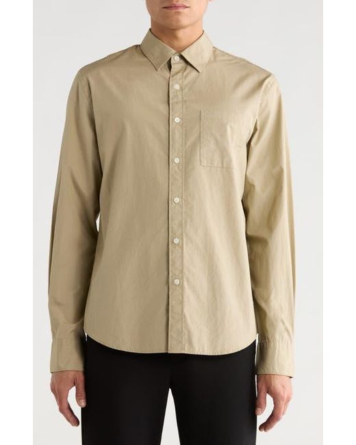 Vince Natural Poplin Long Sleeve Classic Fit Button-Up Shirt for men