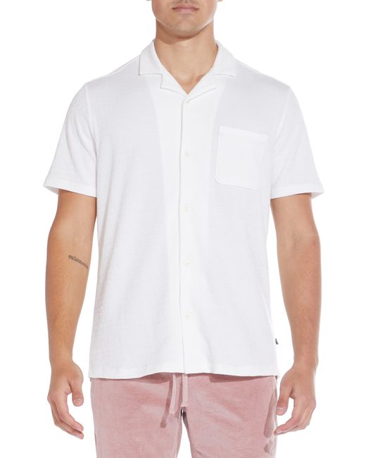 Civil Society White Textured Knit Camp Shirt for men