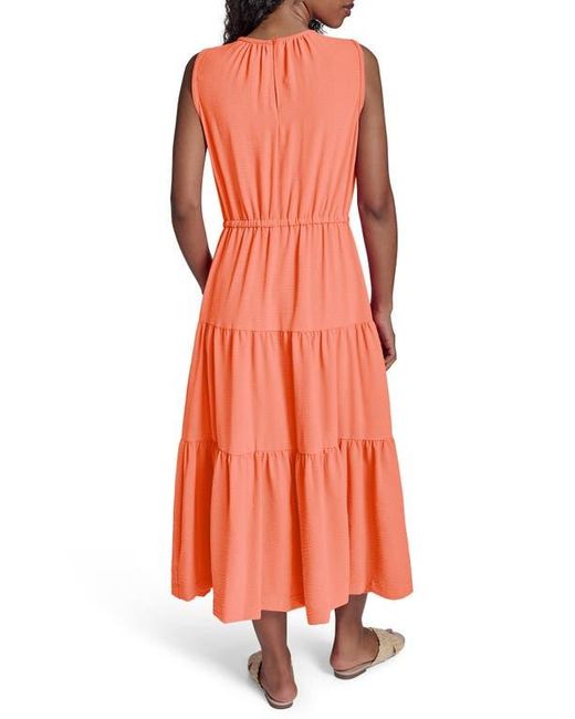 Calvin Klein Orange Sleeveless Tiered A-Line Midi Dress
