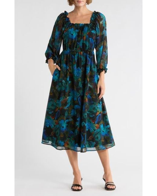 Hutch Julieta Long Sleeve Fit & Flare Dress in Green | Lyst