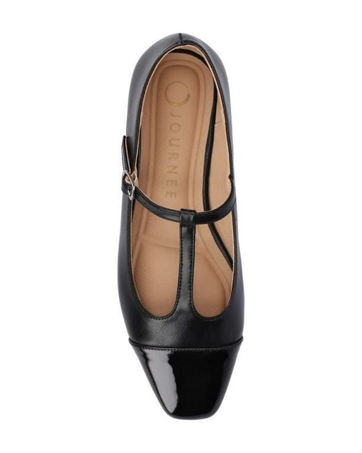 Journee Collection Black Thea T-Strap Flat