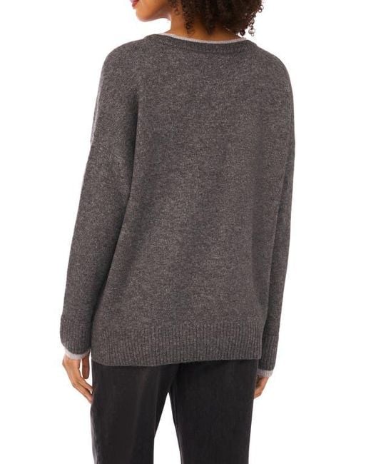 Halogen® Gray Tipped Crewneck Sweater
