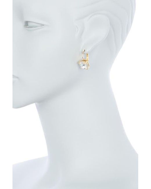 Kate Spade White Tone Square Cut Crystal Huggie Hoops