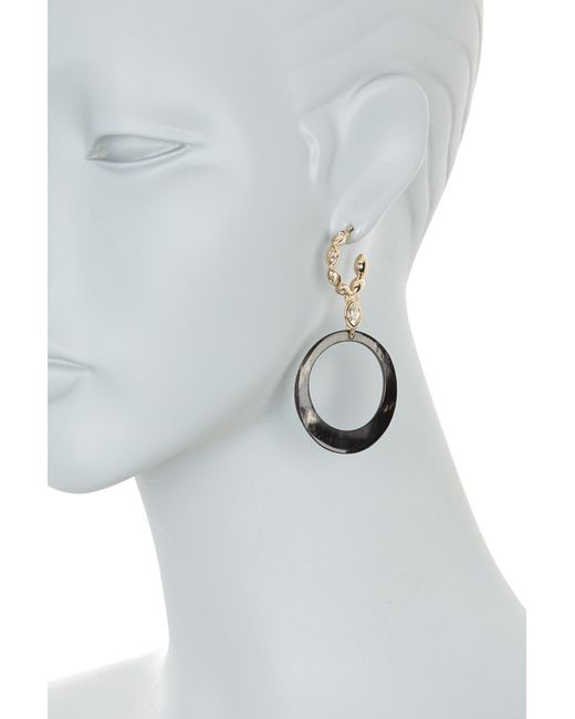 Akola Freida Crystal & Horn Front Facing Oval Drop Hoop Earrings In Black At Nordstrom Rack