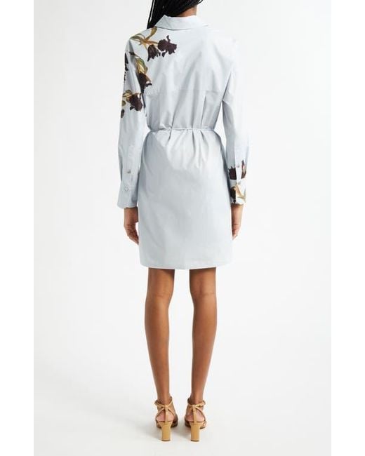 Vince Placed Iris Long Sleeve Cotton Shirtdress in White | Lyst