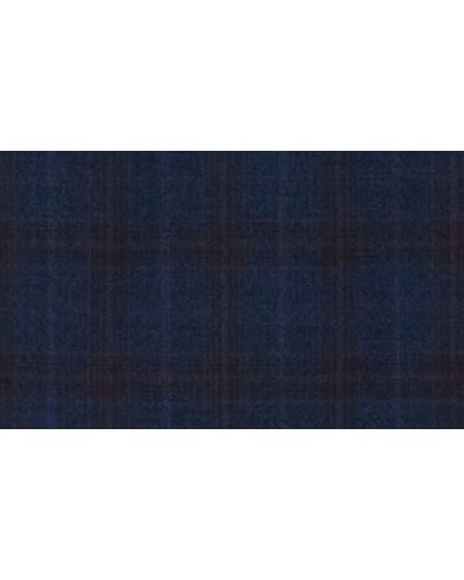 English Laundry Blue Plaid Trim Fit Notch Lapel Wool Blend Two-Piece Suit for men