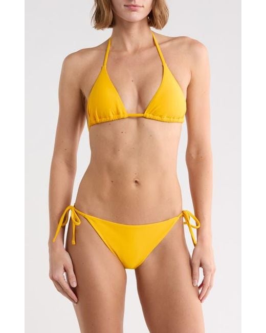Vince Orange Triangle Bikini Top & Side Tie Bottoms Set