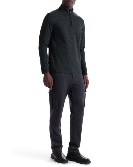 Bugatchi Blue Houndstooth Patern Quarter Zip Top for men