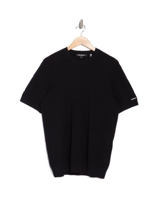 Karl Lagerfeld Black Chevron Stitched Short Sleeve Sweater for men