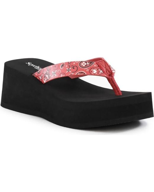 Seychelles Red Skyscraper Platform Flip Flop