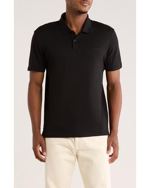 Calvin Klein Black Liquid Touch Interlock Cotton Polo for men