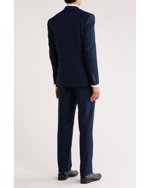 ZEGARIE Blue Glen Plaid Double Breasted 3-Piece Suit for men