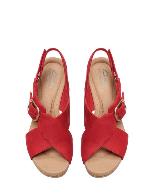 Clarks Red Giselle Dove Platform Sandal
