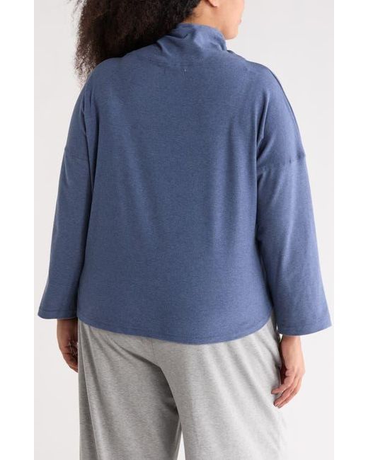 Max Studio Blue Funnel Neck Top