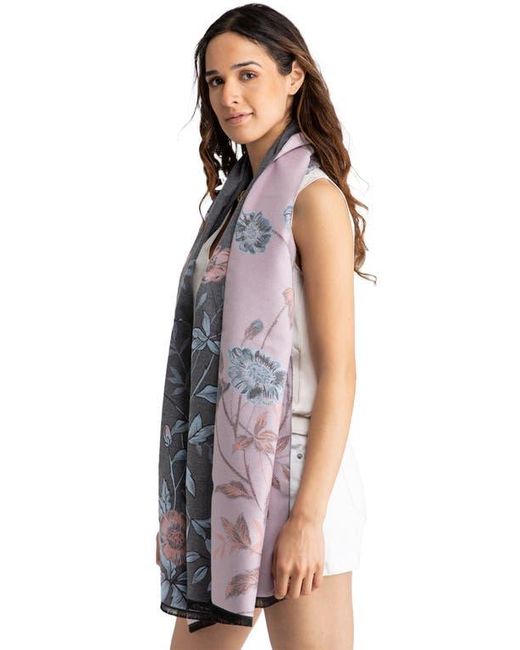 Saachi Gray Floral Pattern Reversible Scarf