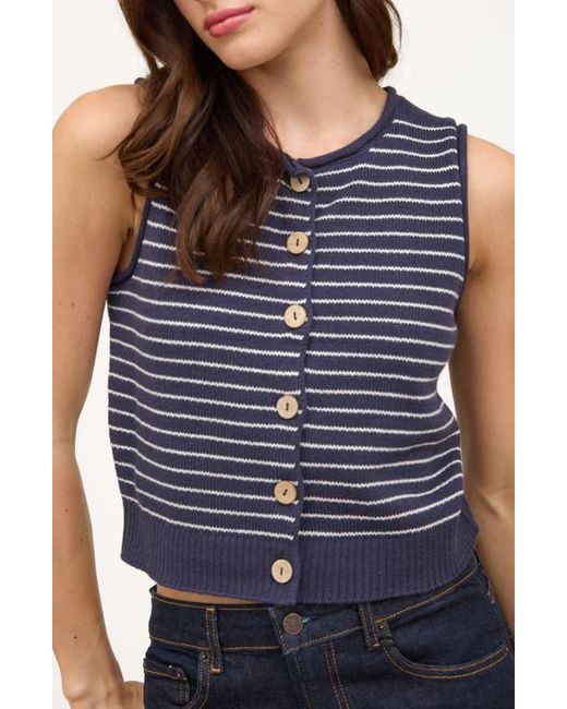 Blu Pepper Blue Stripe Button Front Sweater Vest