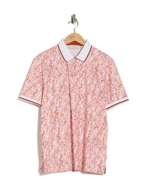 Bugatchi Pink Pipe Trim Knit Polo for men
