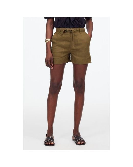 Madewell Green Drawstring Linen Shorts