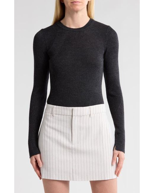 Rag & Bone Black Emily Ribbed Wool Sweater