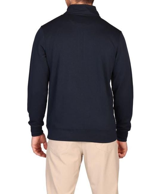 Tailorbyrd Blue Rib Knit Quarter Zip Pullover for men