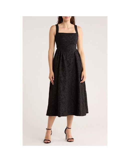 Blu Pepper Black Floral Midi Dress