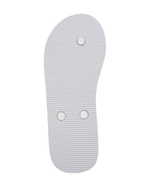 Bebe White Rhinestone Flip Flop
