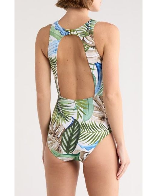 Jantzen Blue Farrah High Neck One-Piece Swimsuit