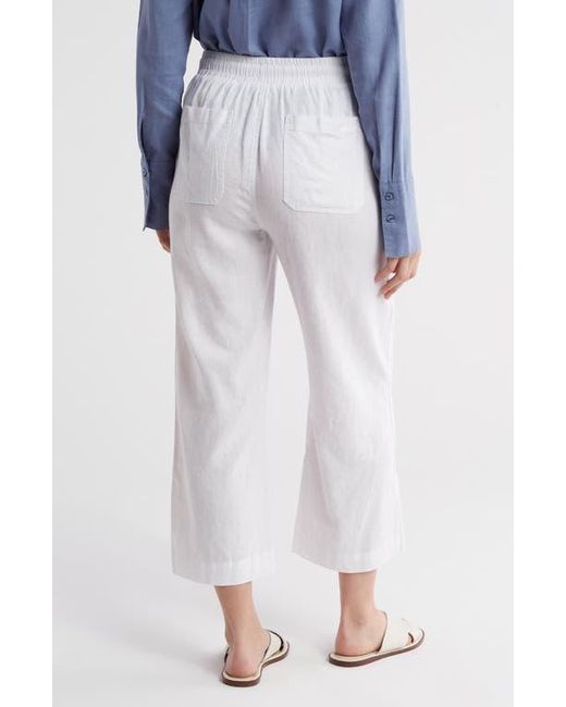 Ellen Tracy Blue Wide Leg Linen Blend Drawstring Crop Pants