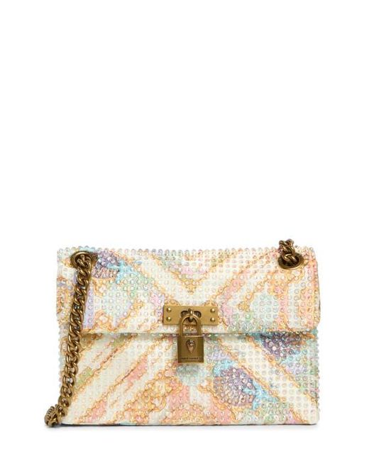 Kurt Geiger Natural Mini Brixton Crystal Lock Bag