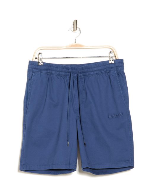 Hurley Blue Stretch Cotton Twill Shorts for men