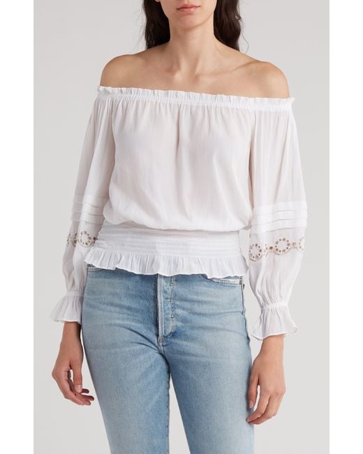 Ramy Brook White Clara Off The Shoulder Blouse