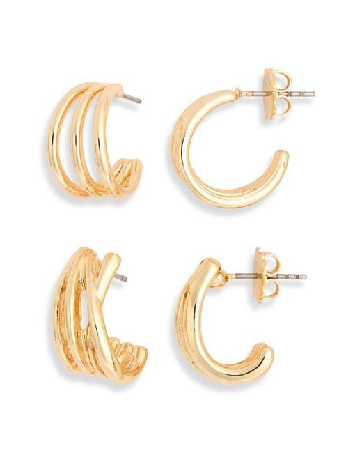 Leith Metallic Split Hoop Earring Set