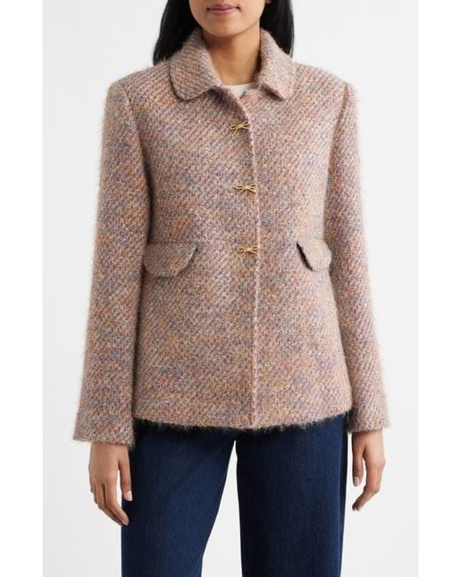 Cece Blue Sequin Tweed Swing Jacket