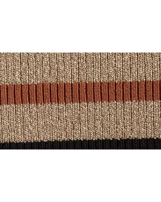 L'Agence Multicolor Olene Metallic Stripe Turtleneck Top