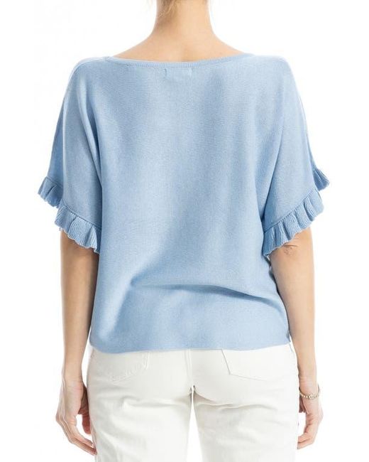 Max Studio Blue Flutter Sleeve Sweater