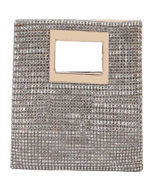 BERNESS Gray Rhinestone Rectangular Clutch