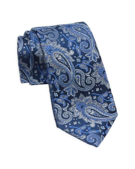 Duchamp Blue Paisley Silk Tie for men