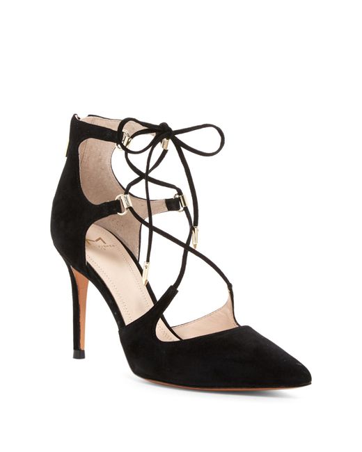 Marc Fisher Black Toni Lace-up Pointed Toe Pump