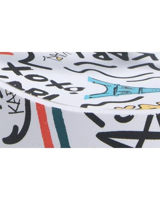 Karl Lagerfeld Blue Nola Graffiti Platform Flip Flop